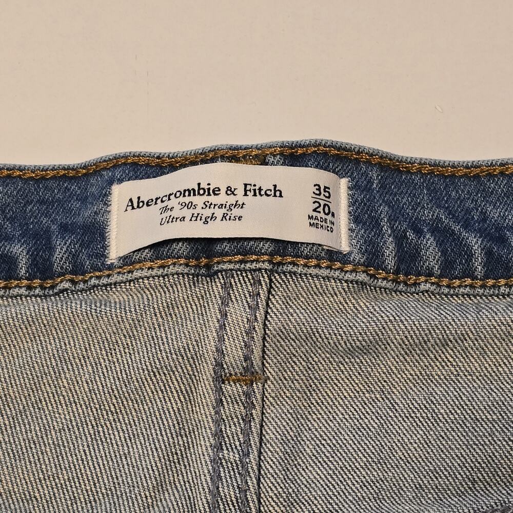Abercrombie & Fitch 90s Straight Ultra High Rise Jeans Womens 20R Blue Denim NWT - Picture 3 of 16